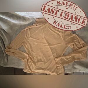 Kate Kasin Women's Tan Sheer Long Sleeve Top Size Large